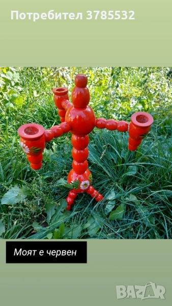 Дървен скандинавски свещник , снимка 1