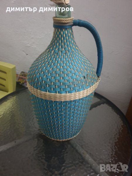 стара стъклена дамаджана -синя , снимка 1