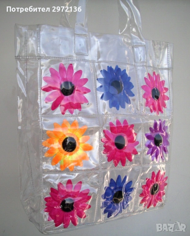 Плажна чанта с цветя, снимка 1
