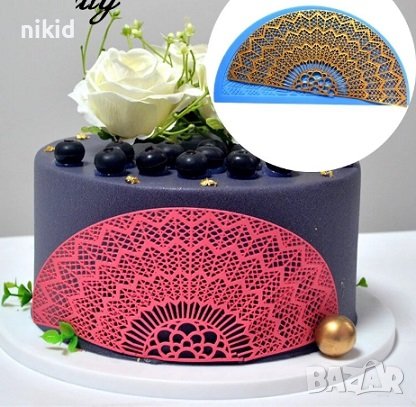 Половин кръг данделена подложка силиконов молд дантела за украса торта декор гъмпейст и др, снимка 1