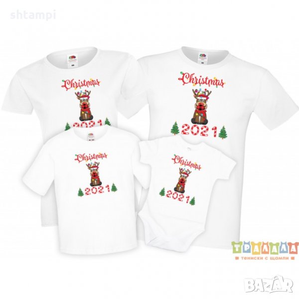 Коледни тениски Елен с маска Christmas 2021, снимка 1