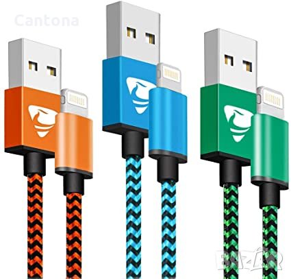 Lightning кабел за iPhone с оплетка - 180 см, снимка 1