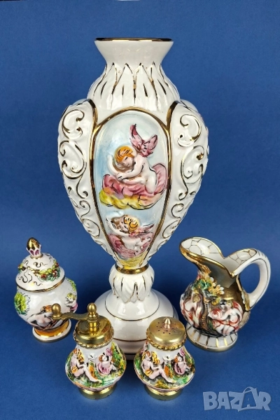 Италиански порцеланов комплект в стил Capodimonte, снимка 1