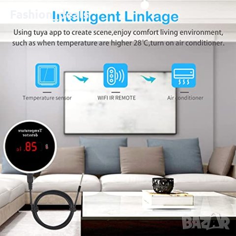 Нов WiFi температурен сензор с водоустойчива външна сонда LCD дисплей, снимка 6 - Други стоки за дома - 42385785