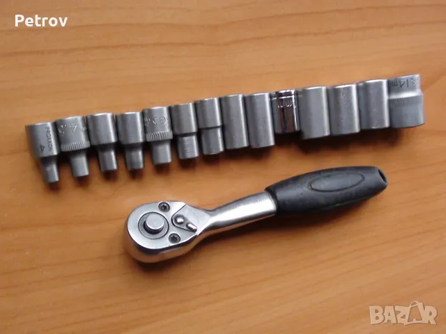 1/4" Тресчотка + 14 вложки (камъни) 4 - 14 mm  - Внос от Германия, снимка 11 - Гедорета - 38687732