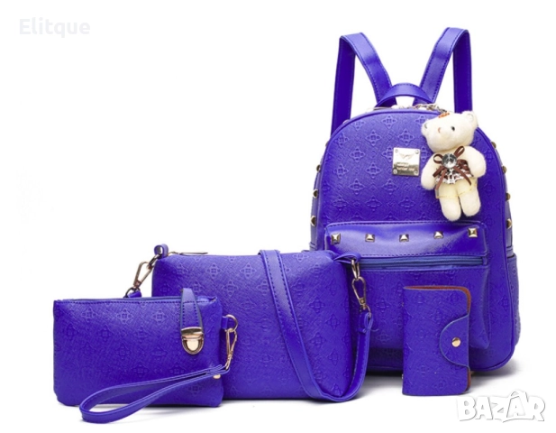 Комплект раница и 3 чантички / Цвят: Черен, снимка 6 - Чанти - 52895133