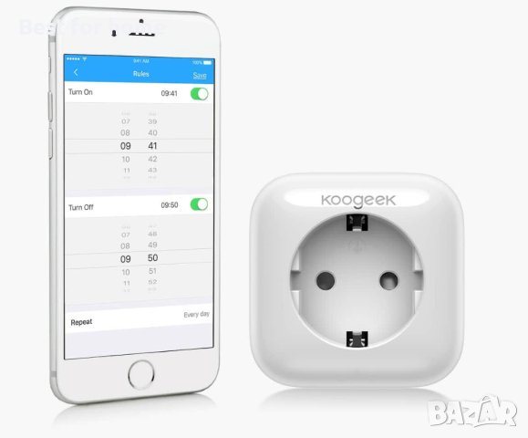 Smart контакт Koogeek P4EU, WiFi, Apple Homekit, бял, снимка 4 - Други стоки за дома - 40743161