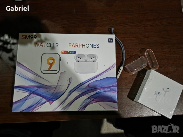 SM99 Ultra – Комплект Smart Часовник + Слушалки, 7 Каишки, Безжично Зареждане, Bluetooth