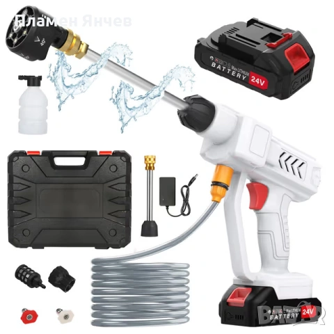 акумулаторна водоструйка с високо на0лягане 6 в 1 дюза