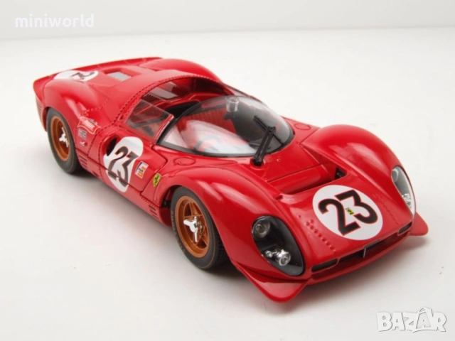 Ferrari 330 P4 n.23 Sieger Daytona 1967 Bandini Amon - мащаб 1:24 на bBurago моделът е нов в кутия, снимка 8 - Колекции - 54331315