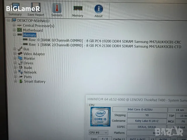 Lenovo ThinkPad T480, Core i5, 16GB DDR4, 250GB NVME, 14" FullHD, снимка 10 - Лаптопи за работа - 56182792
