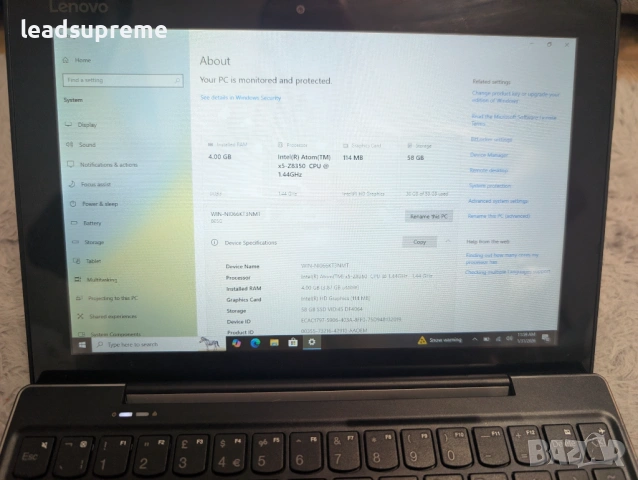 lenovo miix 310-10ic 4gb 64 ssd windows 10 pro , снимка 3 - Таблети - 53291769
