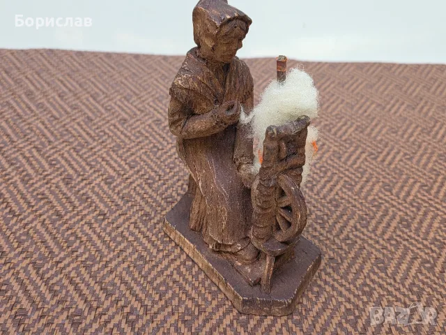 Дървена статоетка - жена предачка, снимка 7 - Антикварни и старинни предмети - 55867789