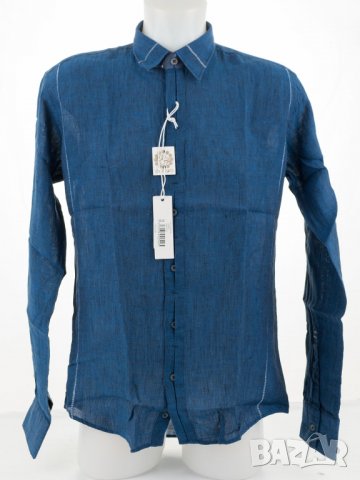 Ленена мъжка риза в тъмносиньо марка Twenty:ThirtyFive - S, снимка 2 - Ризи - 31852057