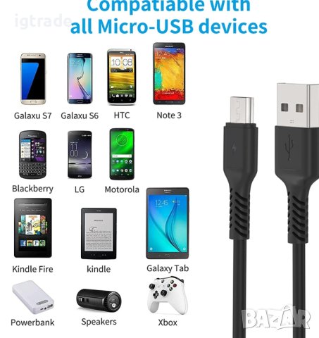 5бр. Micro USB към USB кабели - 20см, снимка 5 - USB кабели - 40384119