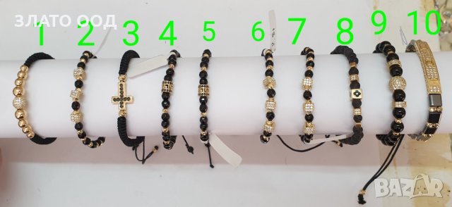 Златни гривни с червен, черен конец - Цена за 1 брой, снимка 7 - Гривни - 20847645