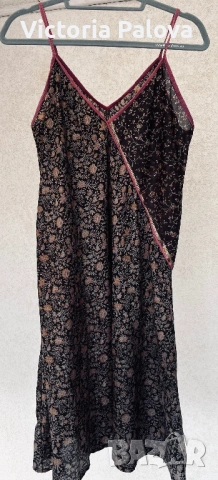 Pure Silk копринена рокля, Индия – скроена на верев, Размер L, снимка 6 - Рокли - 53940407