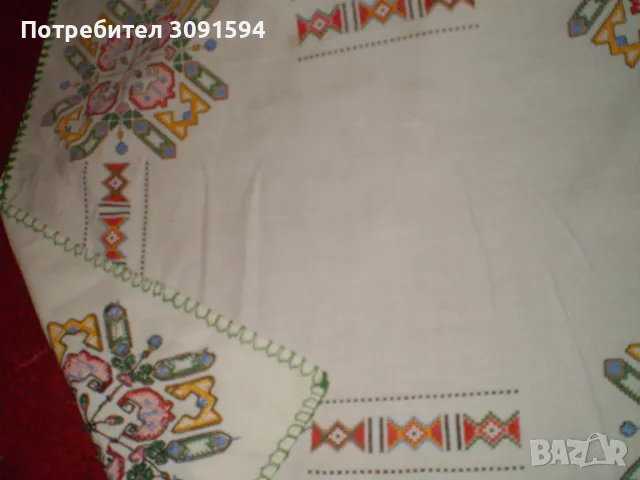 Винтидж ръчно бродирана покривка за маса с кръстат бод, ръчно изработена покривка за маса, снимка 7 - Други ценни предмети - 48716617
