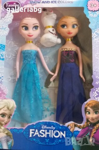 Кукли на Елза и Анна в комплект с фигурка на Олаф - Замръзналото кралство (Frozen)
