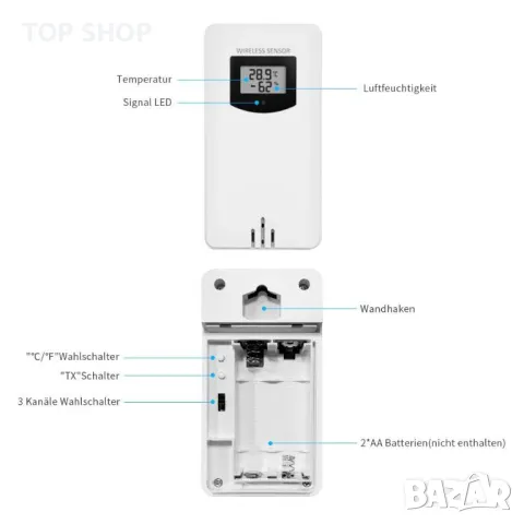 Метеорологична станция Newentor  цветна с 3 външни сензора, снимка 14 - Друга електроника - 48540507
