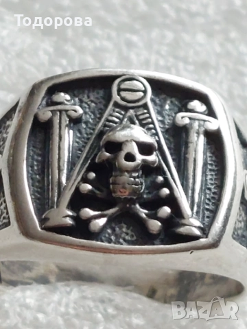 Много рядък,автентичен, сребърен масонски пръстен,сребро 925