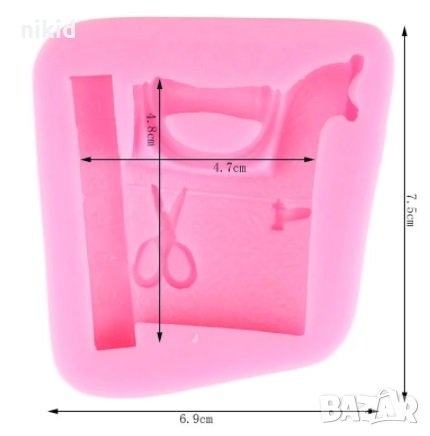 Ретро ютия ножица шивашки метър силиконов молд форма фондан шоколад гипс, снимка 2 - Форми - 31977830