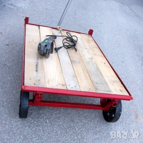 Българска Стоманена Товарна КОЛИЧКА 104x65x29 см Тарга Триколка НРБ Платформа Товар до 300 кг БАРТЕР, снимка 3 - Друго търговско оборудване - 51947504