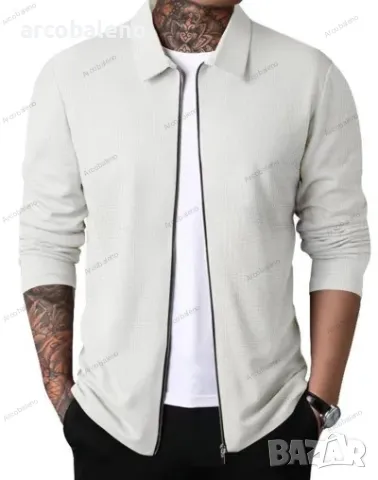 Мъжко яке с вафлен цип и с ревер, 5цвята , снимка 2 - Якета - 48929676