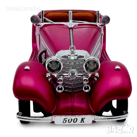 Метални колички: Mercedes-Benz 500 K Roadster 1:24 с пушек, светлини и звук, снимка 2 - Колекции - 55904085