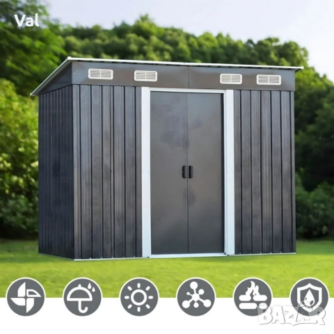 Метална градинска къща за инструменти с вентилация и заключване, снимка 6 - Други - 53225258