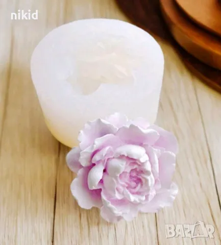 Жасмин Божур цвете силиконов молд форма декорация торта фондан шоколад гипс, снимка 5 - Форми - 48602193