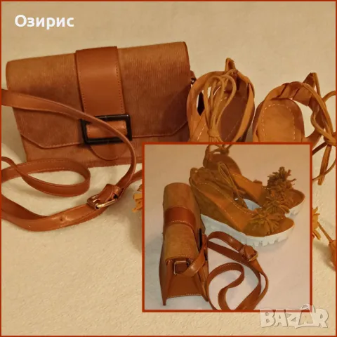 Комплект: чантичка и чисто нови сандали на платформа - ИЗГОДНО!, снимка 3 - Сандали - 48465941