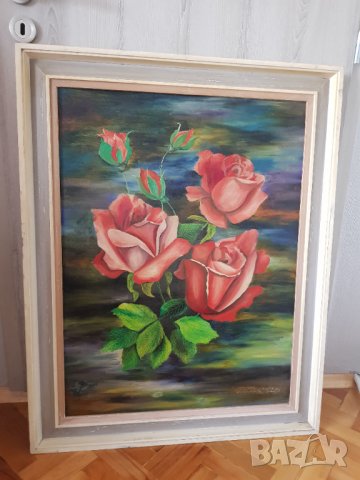 Голяма картина масло / платно 1971 година., снимка 8 - Антикварни и старинни предмети - 35219348