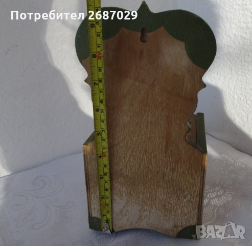 Дървена стара кутия за стена с капак, снимка 4 - Антикварни и старинни предмети - 29729469