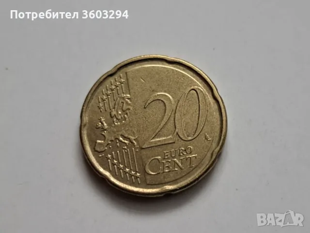 20 евроцента 2012г. Белгия -фабричен дефект.