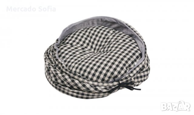 Котешко креватче с играчка висулка - Черно бяло карирано, снимка 3 - За котки - 31509596