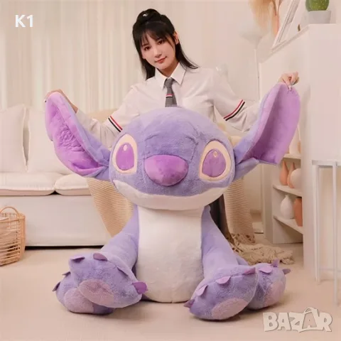 Голям Плюшен лилав Стич 100см, плюшена играчка Стич, Stitch с подарък изненада, снимка 4 - Плюшени играчки - 55754584