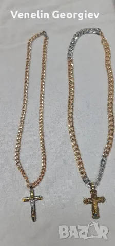 Стоманен синджир с кръс в цвят злато 2бр, 56см. / 60см., снимка 14 - Колиета, медальони, синджири - 48984381