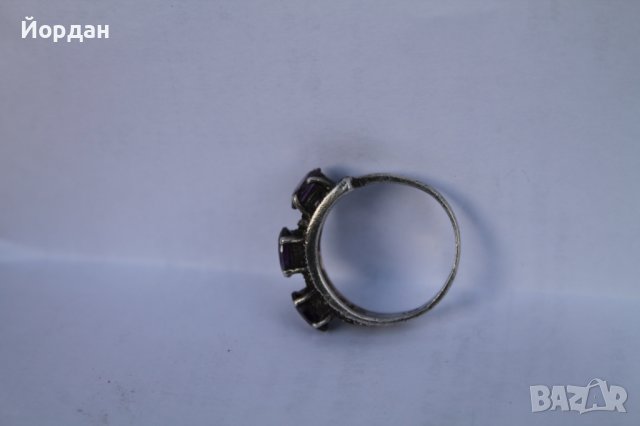 Дамски сребърен пръстен аметист с маркезити, снимка 6 - Други ценни предмети - 44278660