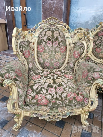 Италианска барокова холна гарнитура , снимка 6 - Дивани и мека мебел - 53905075