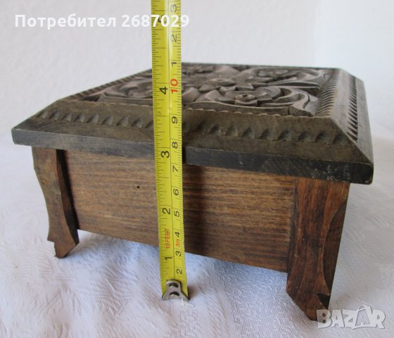 Стара дърена кутия с дърворезба, снимка 6 - Други - 31812299