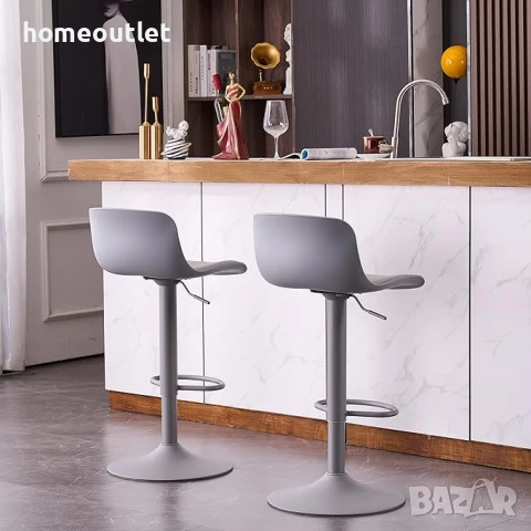 Висококачествен бар стол с регулируема височина, к-т от 2бр EUYY102-1909-GR-DE, снимка 3 - Столове - 50777505