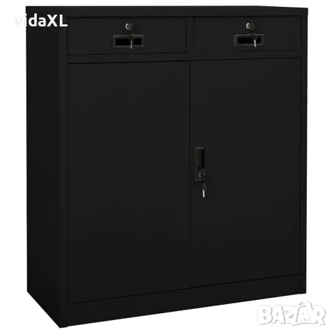 vidaXL Офис шкаф, черен, 90x40x102 см, стомана