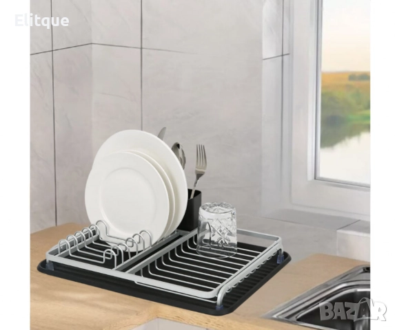 Сушилник за съдове Luigi Ferrero 43x32x12cm, сребрист, снимка 3 - Други стоки за дома - 52832333