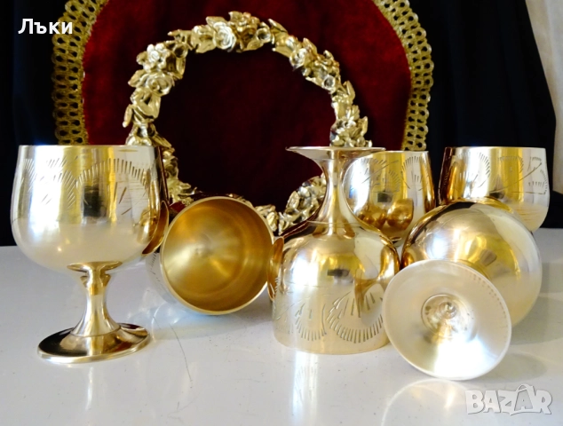 Бронзови чаши релефно гравирани,80 мл.,позлата.  , снимка 10 - Антикварни и старинни предмети - 52566982