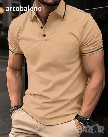 Мъжка модна спортна поло блуза с копчета и оребрена яка с ревери, 8цвята , снимка 10 - Блузи - 50182336