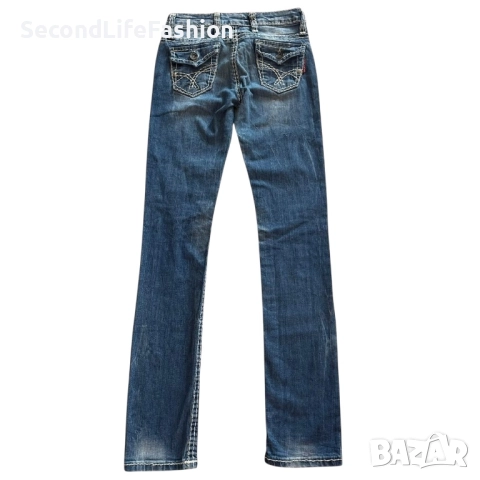 Дамски тесни дънки Cipo & Baxx с ниска талия, размер 25/34, синьо-избелели, снимка 2 - Дънки - 52574712