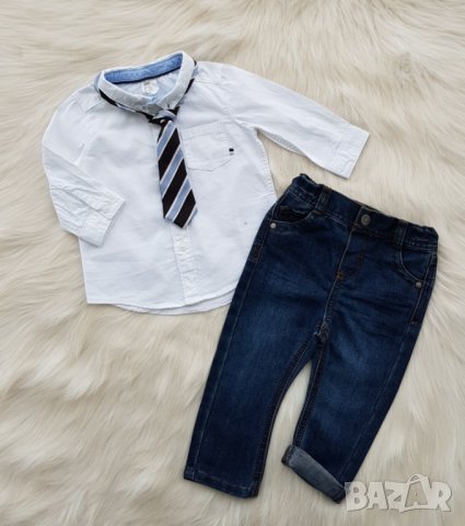 Детски официален комплект 6-9 месеца дънки риза и вратовръзка, снимка 10 - Комплекти за бебе - 40774830