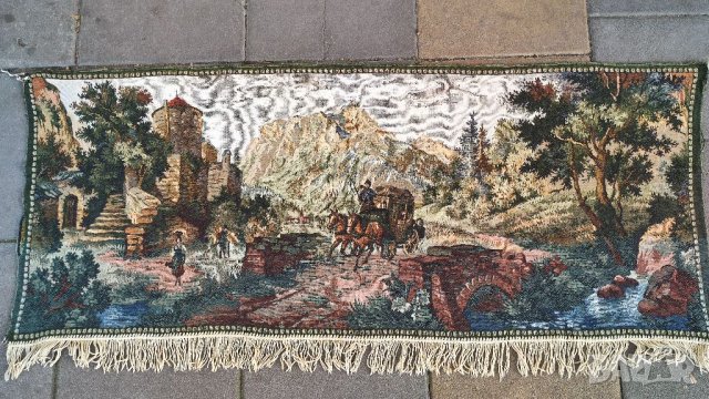 Стар ръчно изработен кавьор, гоблен, украса за стена. , снимка 2 - Антикварни и старинни предмети - 38231534