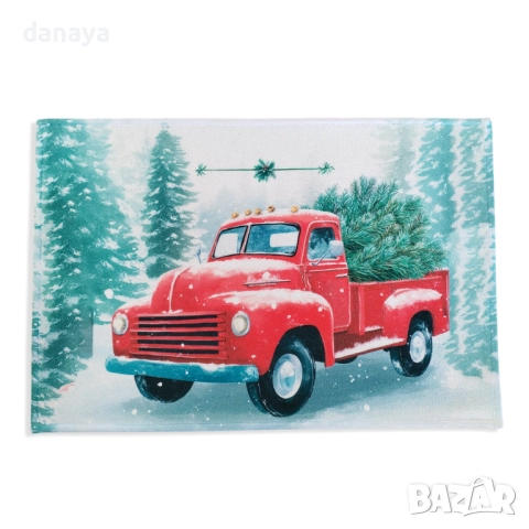 6131 Коледна постелка за врата с коледен камион или елха, 60x40 cm, снимка 3 - Други - 52411708